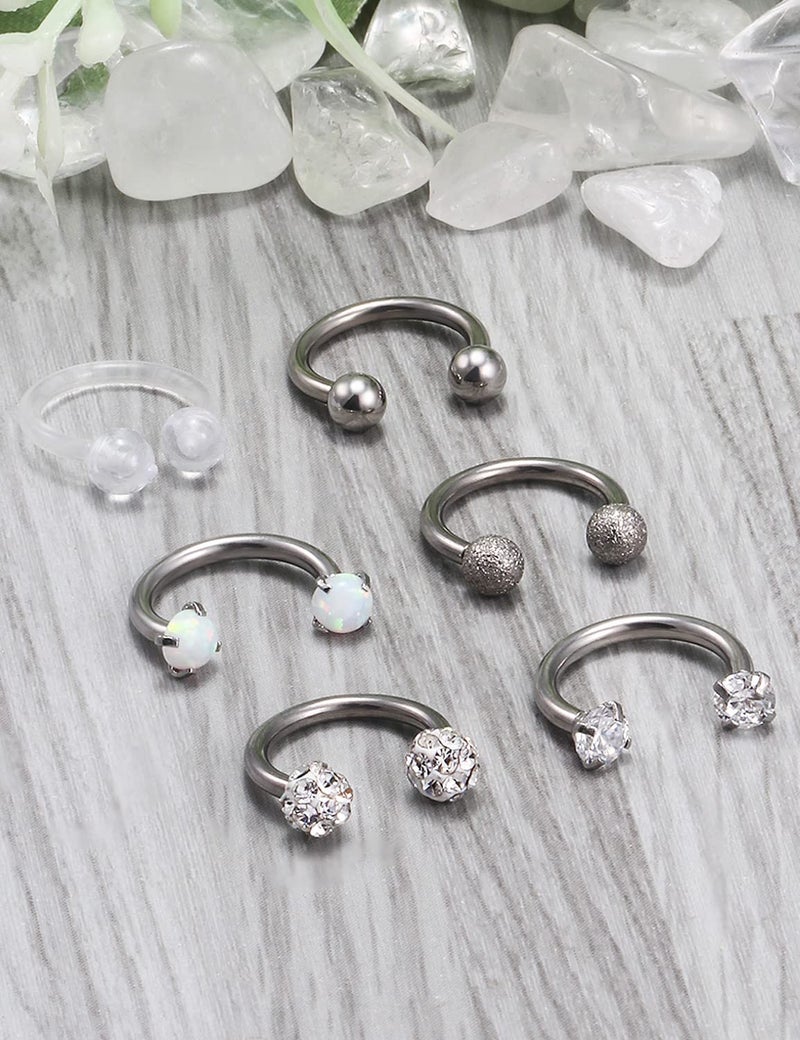 Ocptiy 16G Septum Ring Piercing Jewelry for Women 16 Gauge Stainless Surgical Steel Horseshoe Septum Nose Eyebrow Lip Ring Helix Tragus Cartilage Daith Rook Earring Hoop Piercin Jewelry Men Women 8mm - Image 3